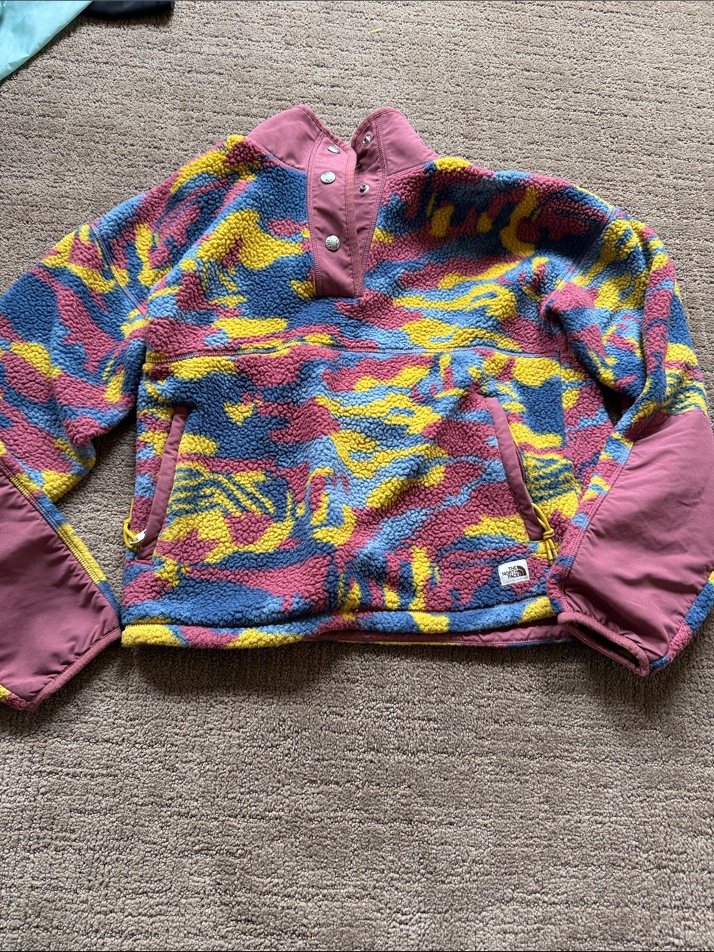 The North Face Multicolor Sherpa Pullover - Pink, Blue & Yellow